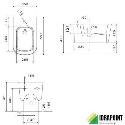 MEG11 PRO BIDET SOSPESO MONOFORO 55X35 CM BIANCO