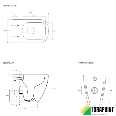 MEG11 VASO FILO PARETE 55X35 CM UNIVERSALE SENZA BRIDA