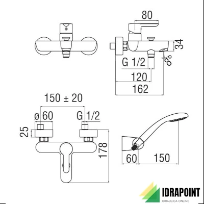 MISCELATORE DA ESTERNO PER VASCA - SERIE ABC