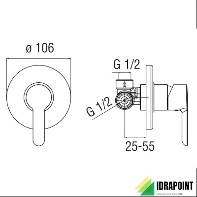 MISCELATORE DA INCASSO PER DOCCIA - SERIE ABC