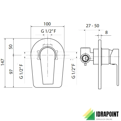 MISCELATORE INCASSO DOCCIA 3720 - SERIE LOGOS/LOGOS+