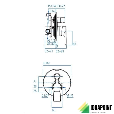 MISCELATORE  INCASSO DOCCIA CON DEVIATORE - SERIE CERAMIX