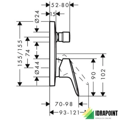 MISCELATORE INCASSO DOCCIA CON DEVIATORE - SERIE LOGIS