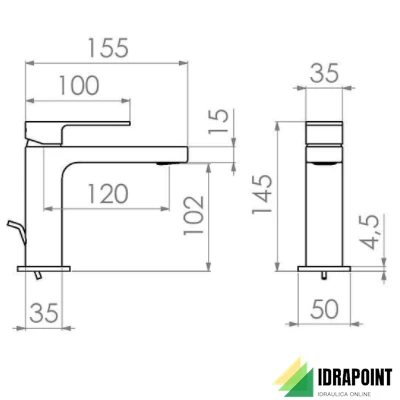 MISCELATORE LAVABO 145 MM  CON SALTARELLO - SERIE TEO CROMO