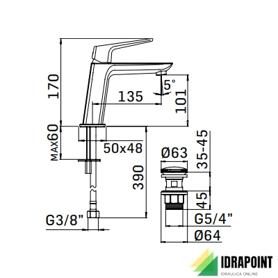 MISCELATORE LAVABO - SERIE SPARTACO 4924