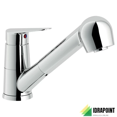 MISCELATORE LAVELLO MONOFORO CON DOCCETTA 2 GETTI ESTRAIBILE