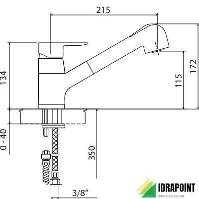 MISCELATORE LAVELLO MONOFORO CON DOCCIA H2VIP