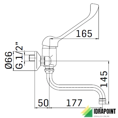 MISCELATORE MONOCOMANDO A LEVA LUNGA PER LAVELLO A PARETE