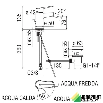 MISCELATORE PER BIDET A RISPARMIO IDRICO - SERIE BLUES