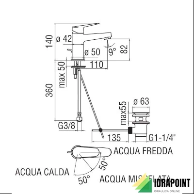 MISCELATORE PER LAVABO A RISPARMIO IDRICO - SERIE BLUES