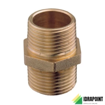 NIPLES DOPPIO IN OTTONE GIALLO Ø 1.1/4