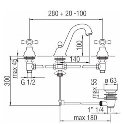 BATTERIA LAVABO 3 FORI - SERIE GRAZIA