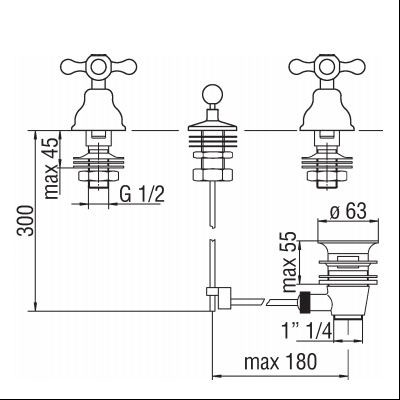 BATTERIA BIDET 3 FORI- SERIE GRAZIA