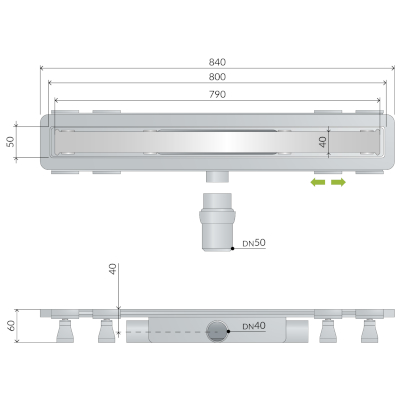 CANALINA INOX 700X50 MM RENOVA UNSEEN