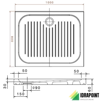PIATTO DOCCIA 100X80 CM H=60 MM