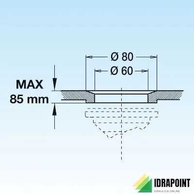 PILETTA LAVELLO CERAMICA Ø 60 RACCORDO Ø 1.1/2
