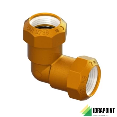 RACCORDO A SQUADRA IN OTTONE PER TUBO PE Ø 40 MM