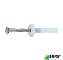 TASSELLO IN NYLON BIANCO CON VITE INOX 6X40 MM