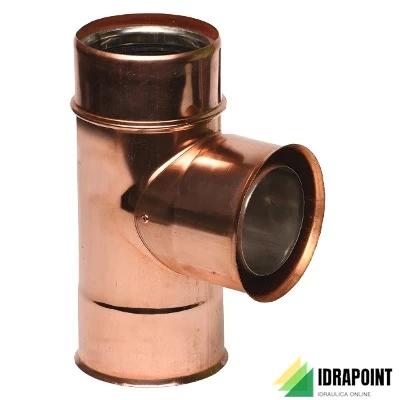 TE 90° DOPPIA PARETE ISOLATO INOX/RAME Ø 80 MM