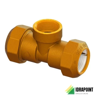 TE OTTONE CON ATTACCO CENTRALE F X TUBO PE Ø 2