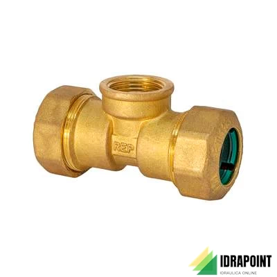 TE OTTONE CON ATTACCO CENTRALE F X TUBO PE Ø 50X1.1/2