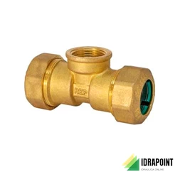 TE OTTONE CON ATTACCO CENTRALE F X TUBO PE Ø 32X1''X32 MM