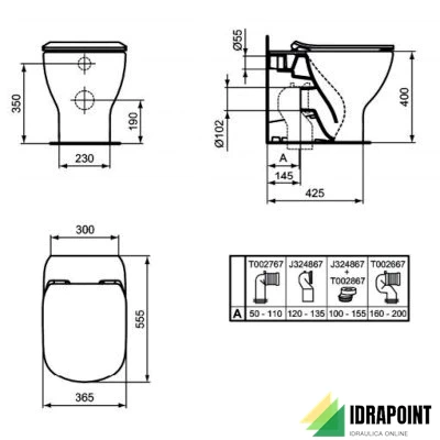 VASO A FILO PARETE AQUABLADE CON SEDILE - SERIE TESI