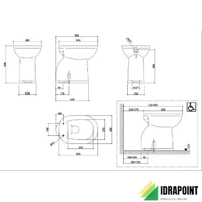 VASO CASUAL H 50 CM SENZA APERTURA FRONTALE SCARICO PAVIMENT