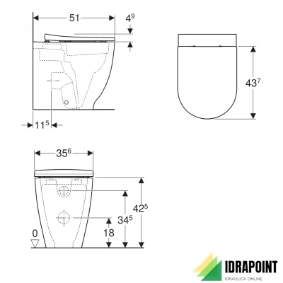 VASO FILO PARETE RIMFREE CON SEDILE RALLENTATO - SERIE ACANT