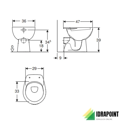 VASO SCARICO PARETE - SERIE COLIBRI' BIANCO