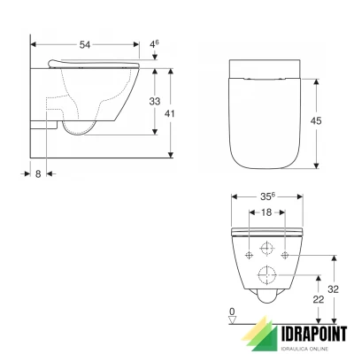 VASO SOSPESO RIMFREE CON SEDILE AVVOLGENTE - SERIE SMYLE SQU