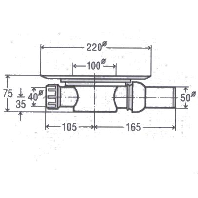 PILETTA SIFOIDE PAVIMENTO CON GRIGLIA 100X100 MM